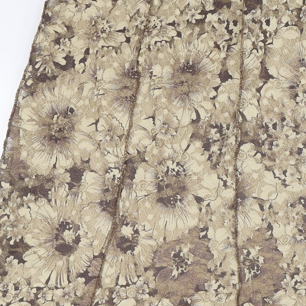 Per Una Womens Beige Floral Polyester A-Line Skirt Size 10