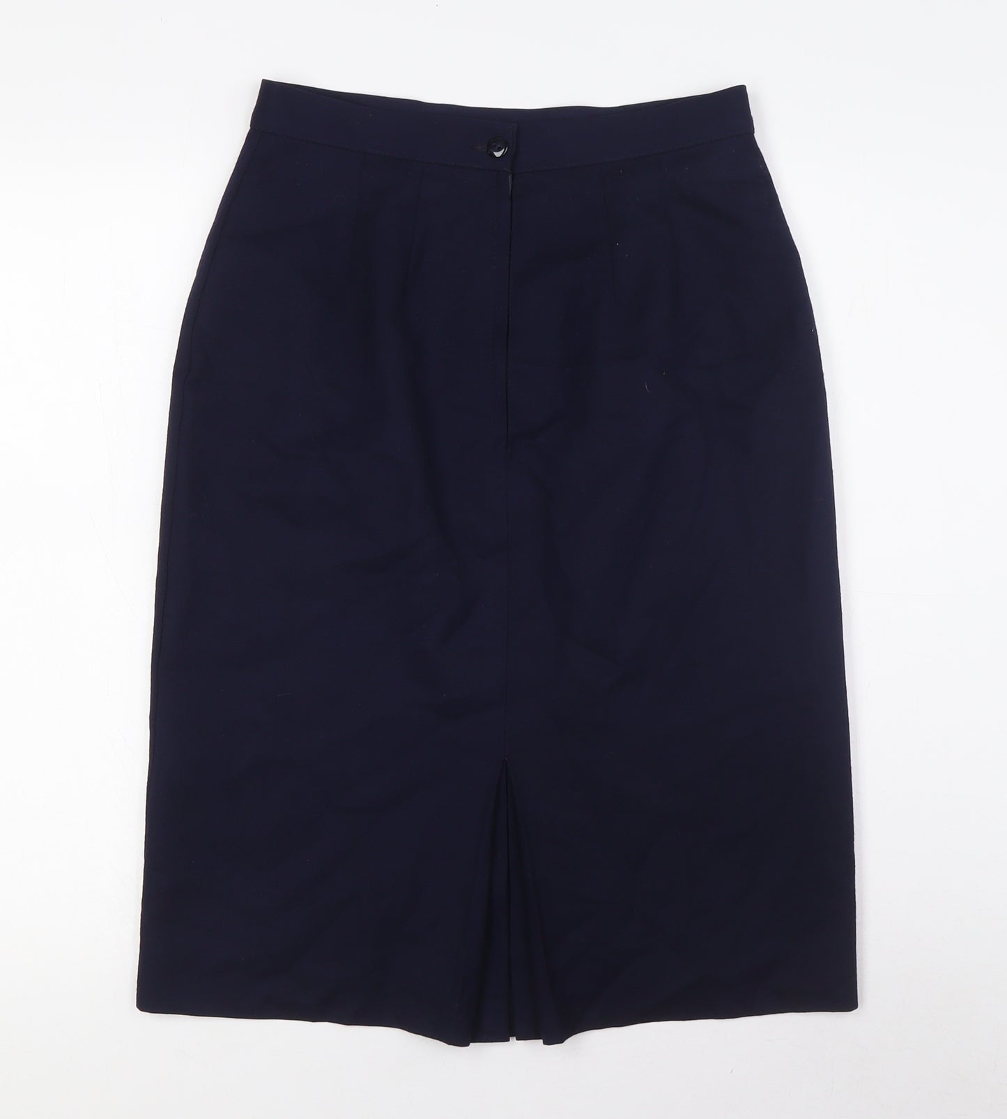 St Michael Womens Blue Wool A-Line Skirt Size 12 Zip