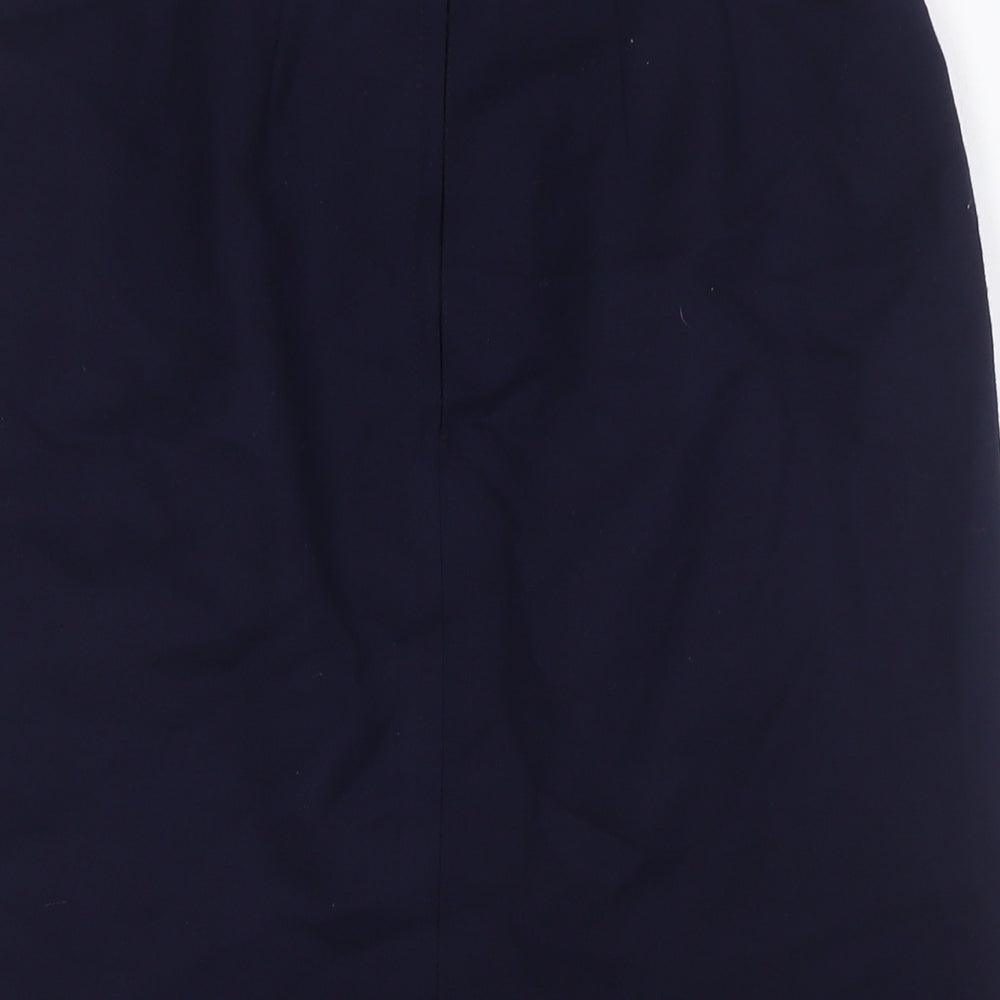 St Michael Womens Blue Wool A-Line Skirt Size 12 Zip