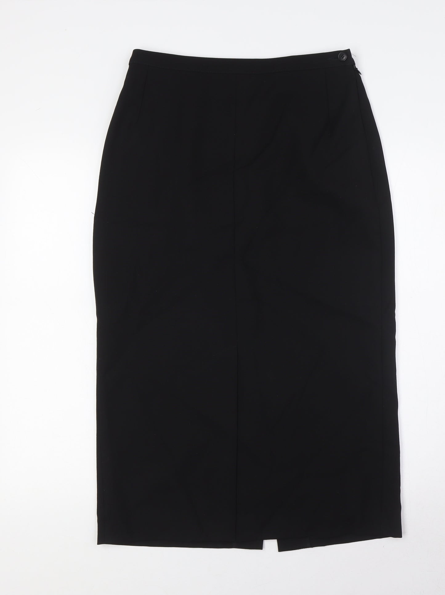 Marks and Spencer Womens Black Wool Straight & Pencil Skirt Size 12 Zip