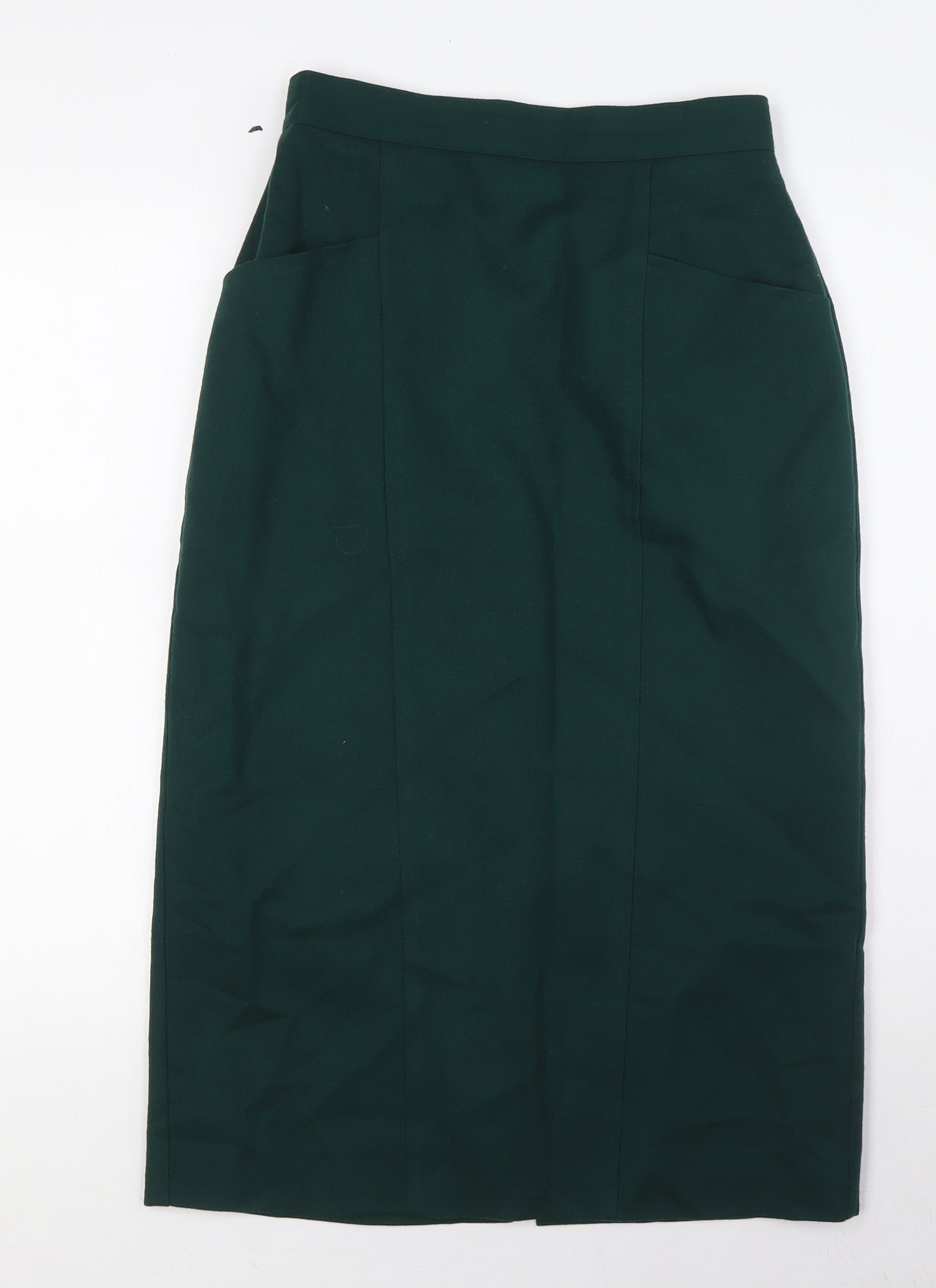 St Michael Womens Green Wool Skort Skirt Size 12 Zip - Pockets