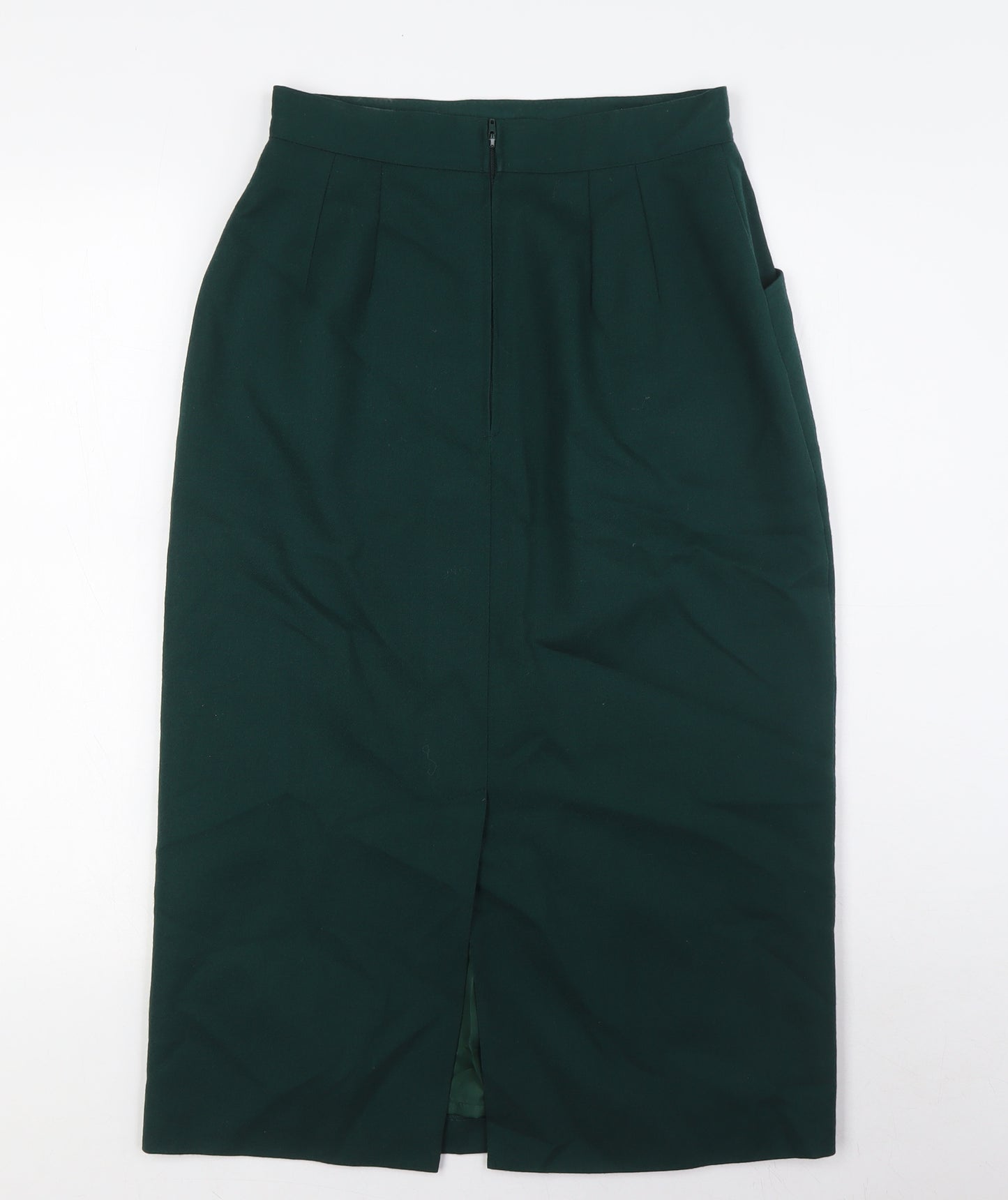 St Michael Womens Green Wool Skort Skirt Size 12 Zip - Pockets