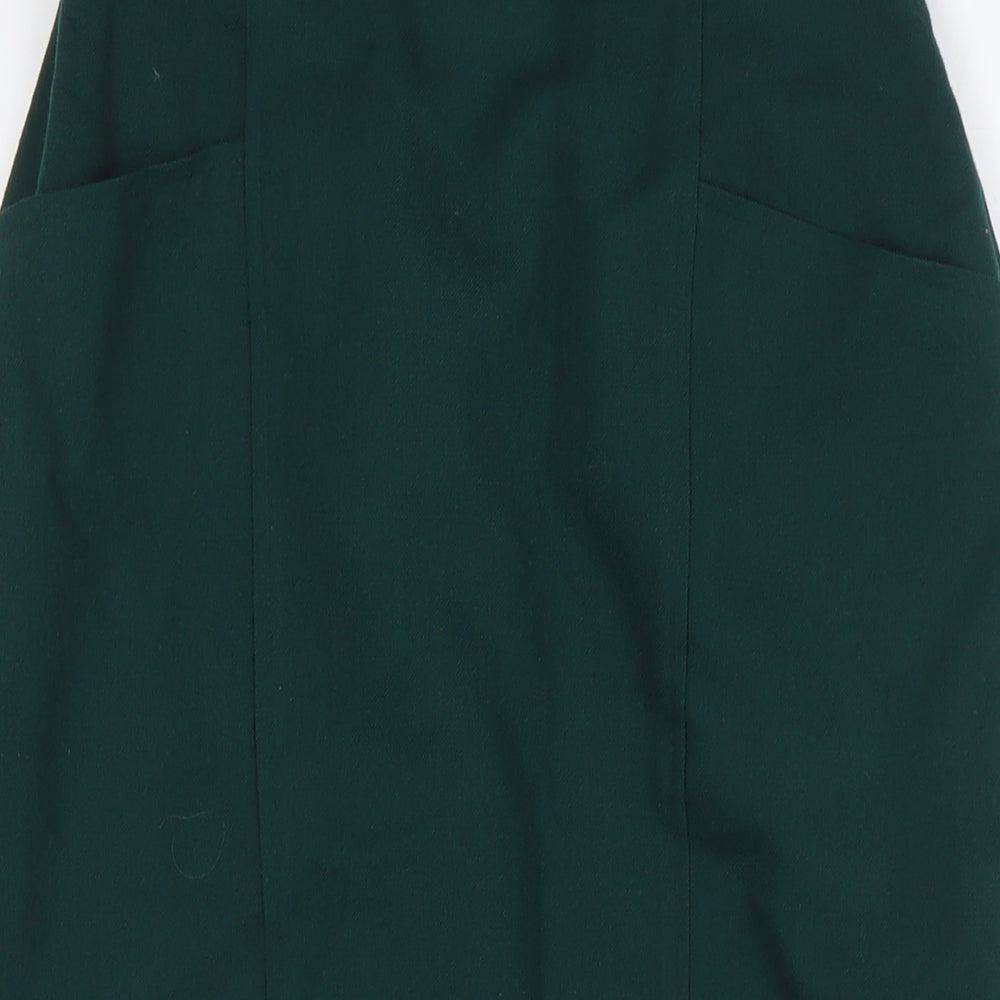 St Michael Womens Green Wool Skort Skirt Size 12 Zip - Pockets