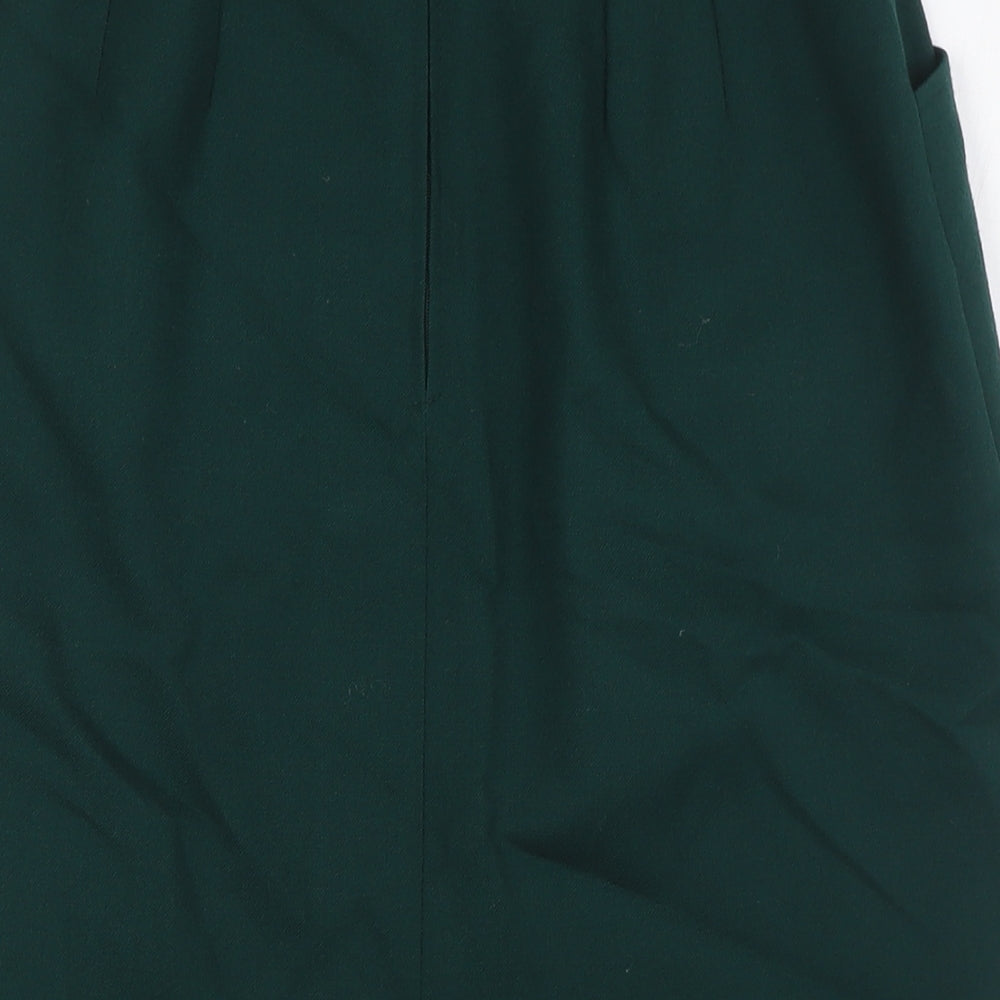 St Michael Womens Green Wool Skort Skirt Size 12 Zip - Pockets