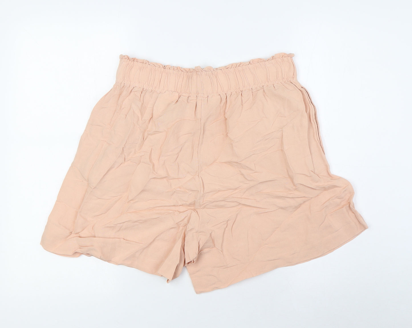 H&M Womens Pink Linen Basic Shorts Size M L4 in Regular - Elasticated Waist