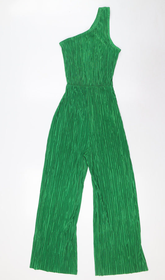 Boohoo Womens Green Polyester Jumpsuit One-Piece Size 8 L26 in - Crinkle