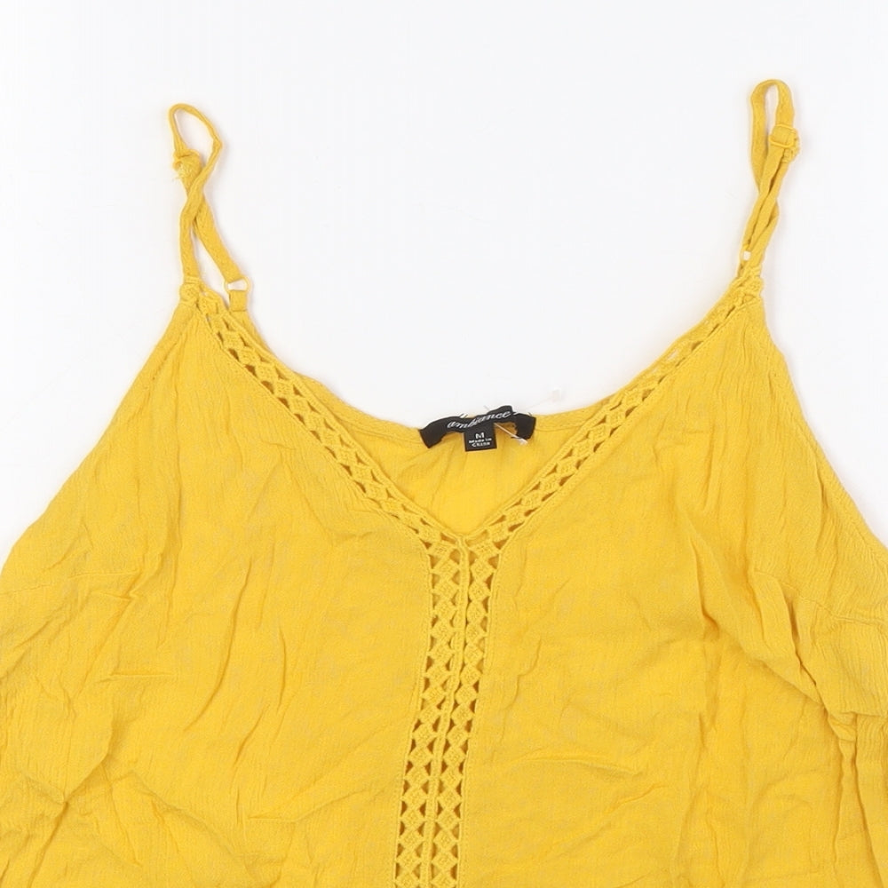 Ambiance Womens Yellow Cotton Camisole Tank Size M V-Neck