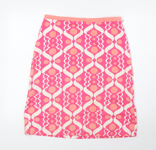 Boden Womens Pink Cotton A-Line Skirt Size 12 Zip