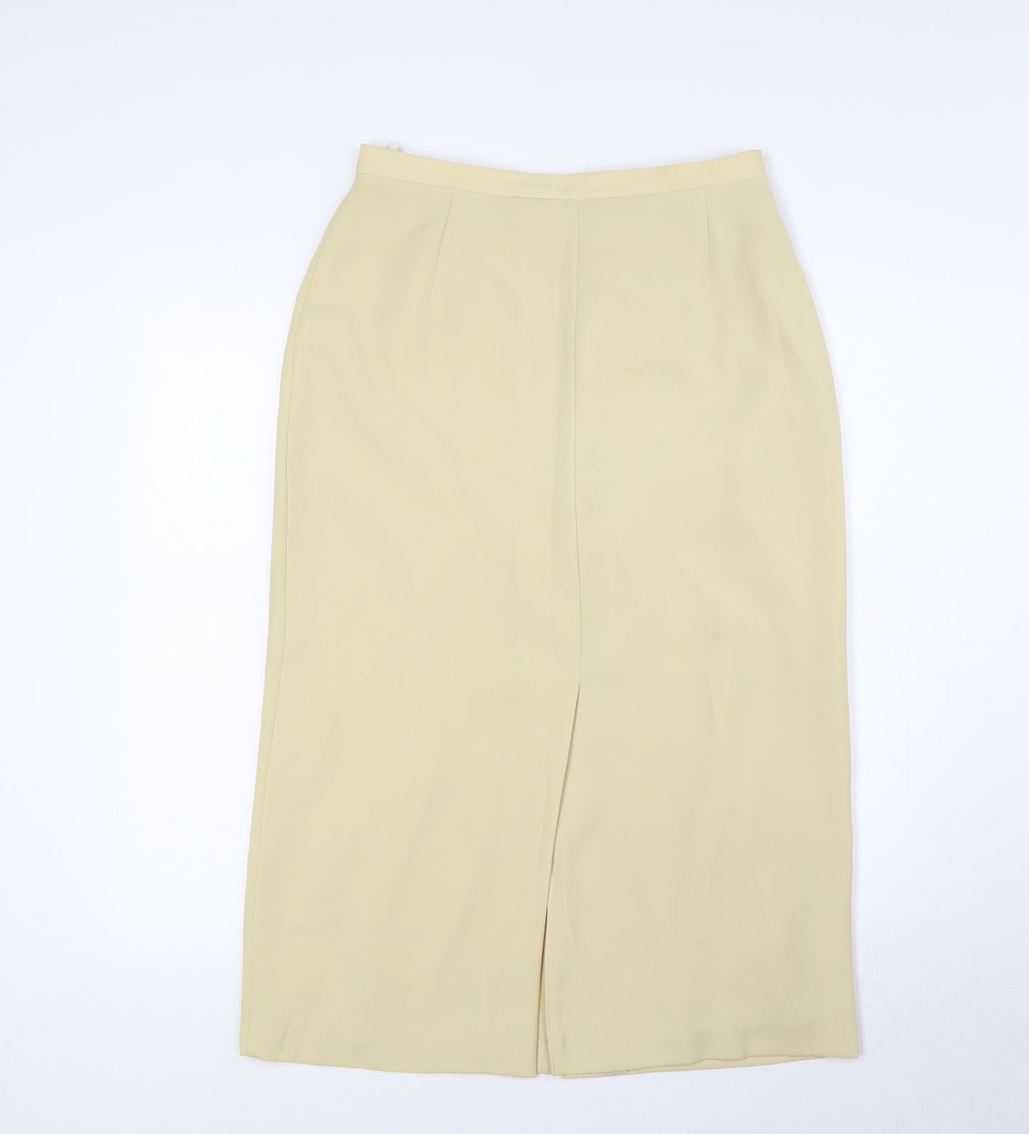 St Michael Womens Gold Polyester Straight & Pencil Skirt Size 12 Zip