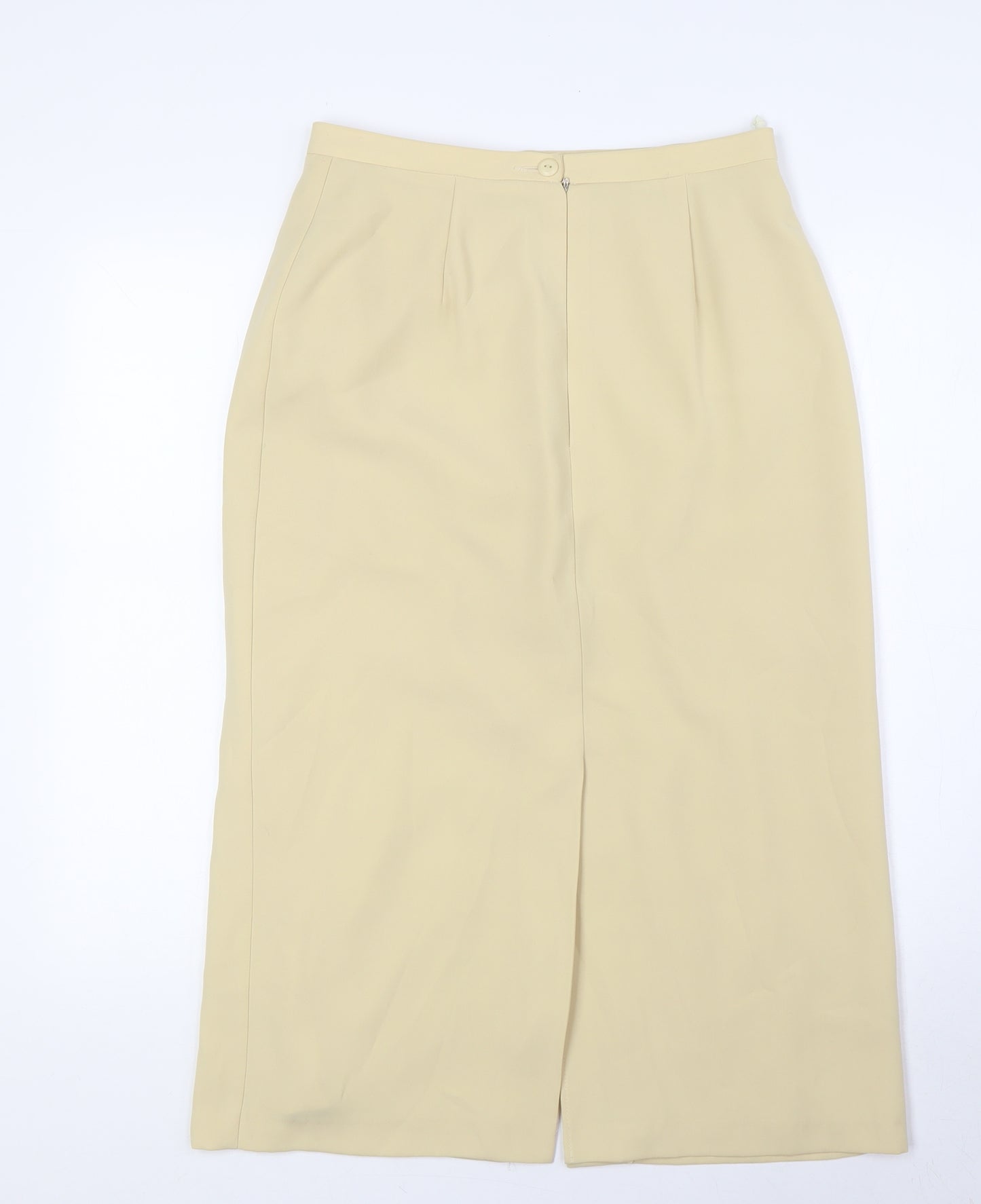 St Michael Womens Gold Polyester Straight & Pencil Skirt Size 12 Zip