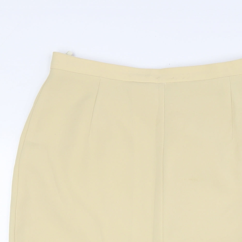 St Michael Womens Gold Polyester Straight & Pencil Skirt Size 12 Zip