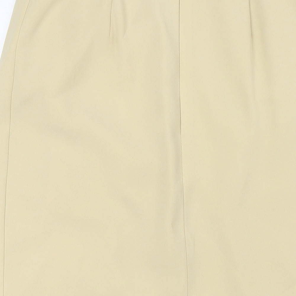 St Michael Womens Gold Polyester Straight & Pencil Skirt Size 12 Zip