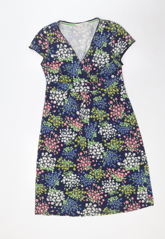 Boden Womens Multicoloured Floral Cotton A-Line Size 12 V-Neck