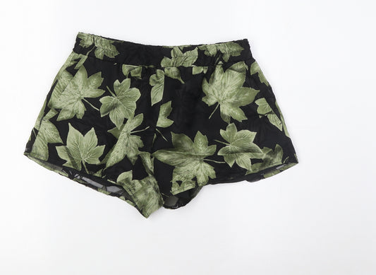 Topshop Womens Black Viscose Basic Shorts Size 6 L3 in Regular - Leaf Print