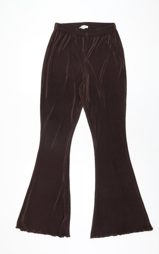 Topshop Womens Brown Polyester Trousers Size 12 L31.5 in Regular