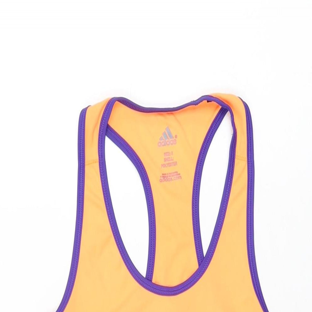 adidas Womens Orange Polyester Basic Tank Size 8 Scoop Neck Pullover