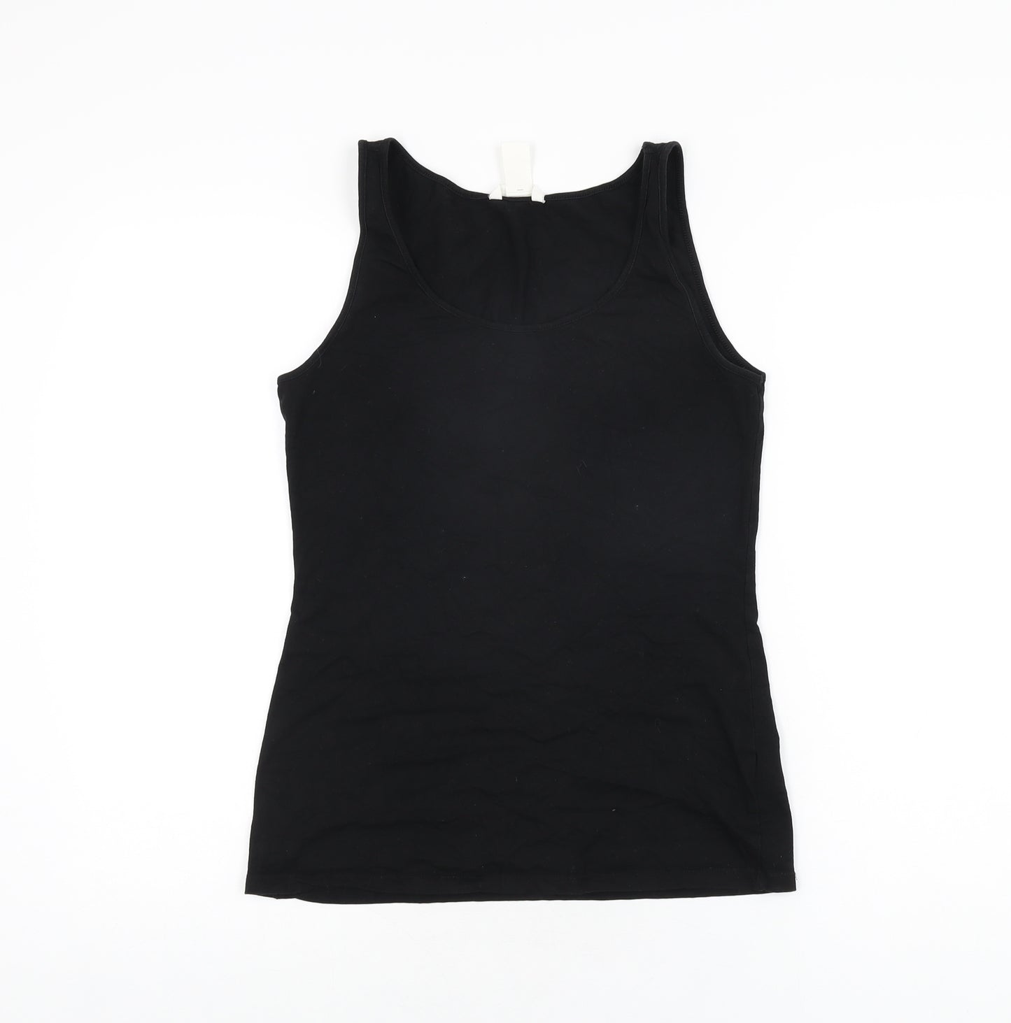 H&M Womens Black Cotton Basic Tank Size M Scoop Neck