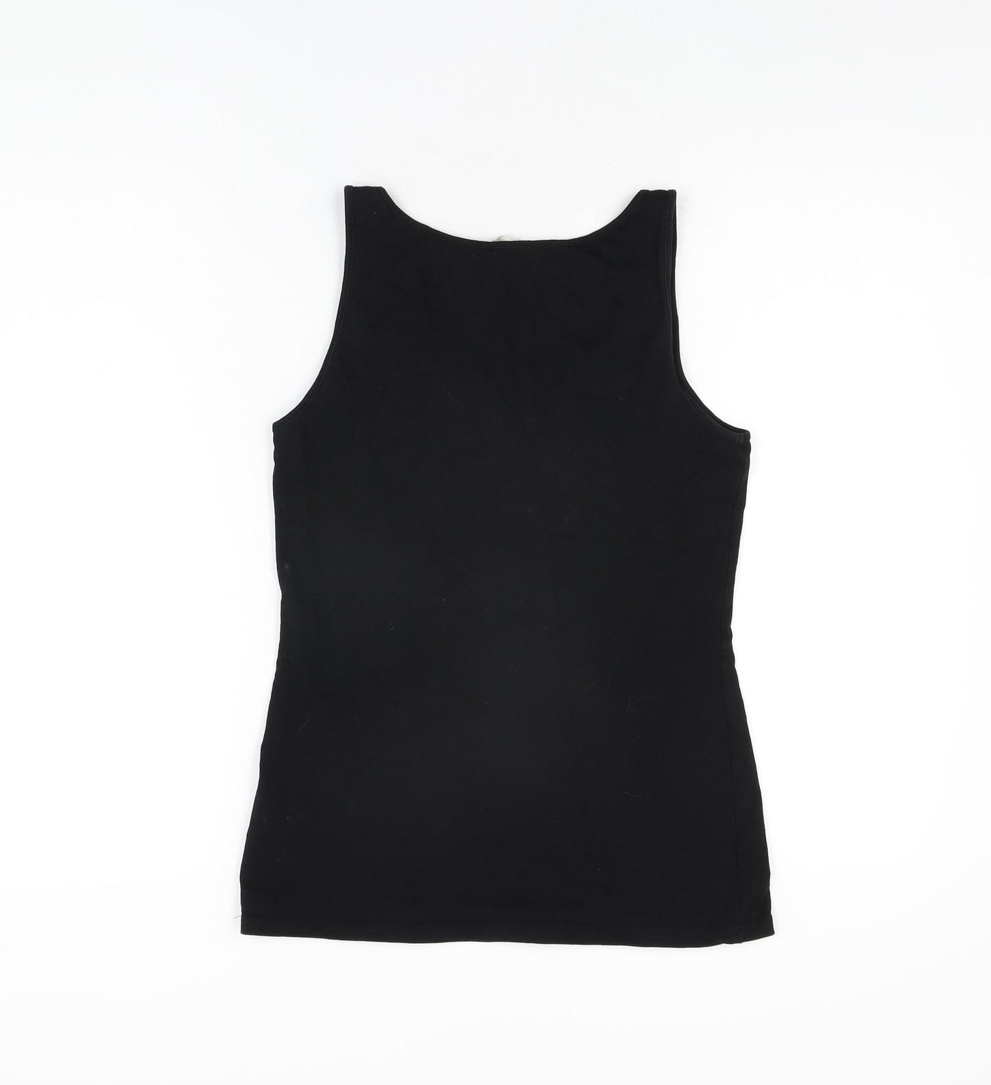 H&M Womens Black Cotton Basic Tank Size M Scoop Neck