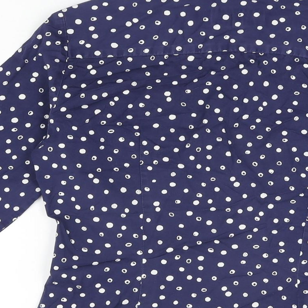 Hawes & Curtis Womens Blue Polka Dot Cotton Basic Button-Up Size 8 Collared