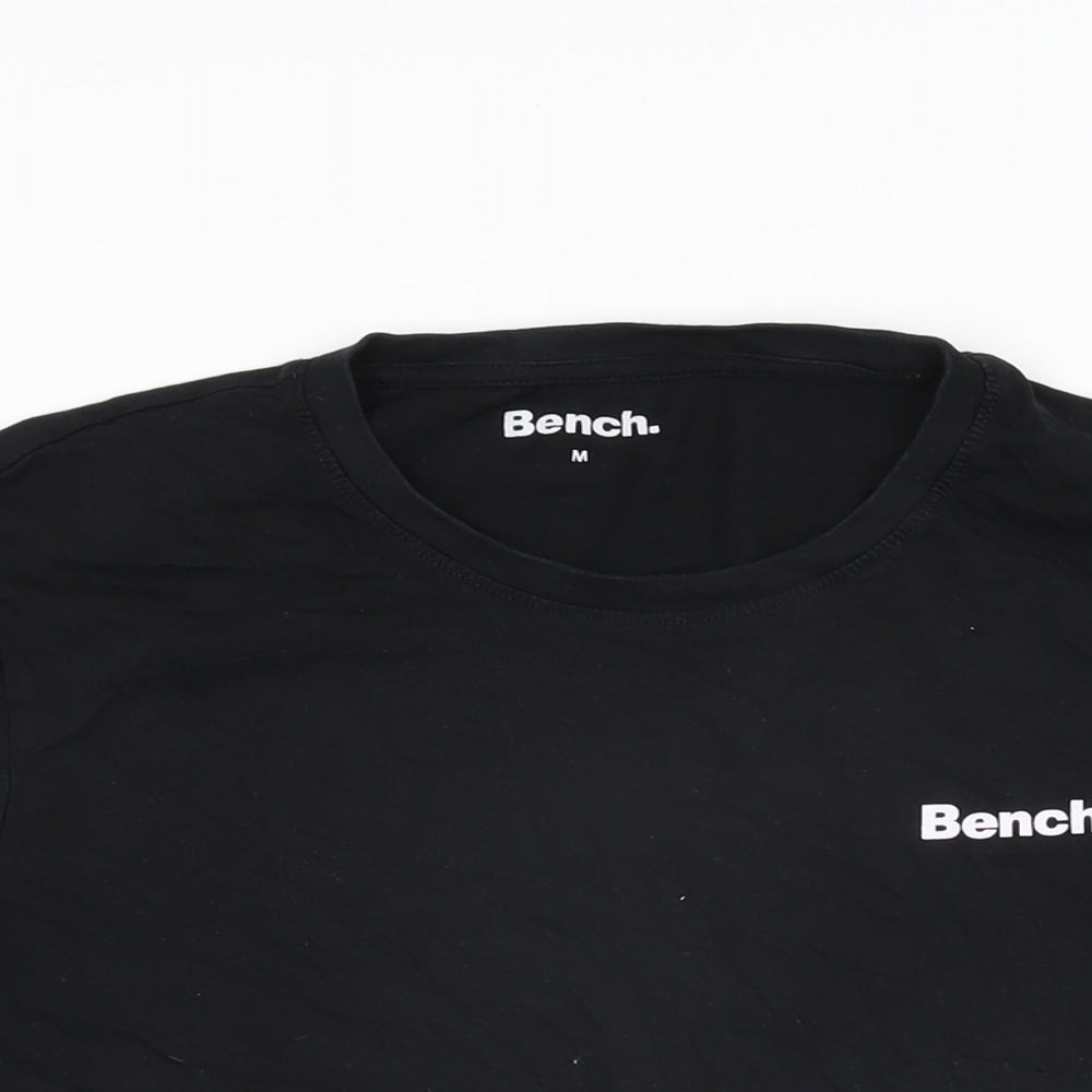 Bench Mens Black Cotton T-Shirt Size M Round Neck