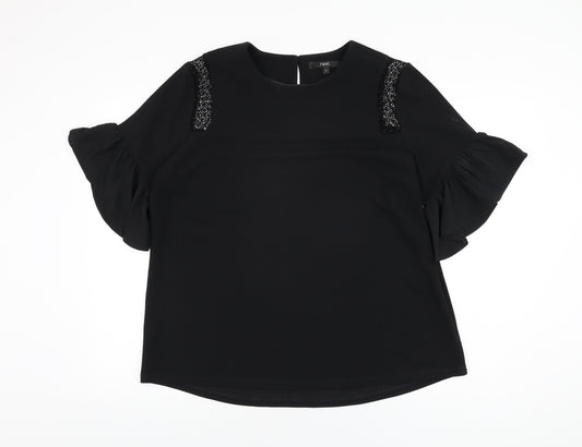 NEXT Womens Black Polyester Basic T-Shirt Size 18 Round Neck