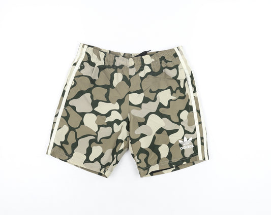 adidas Boys Green Camouflage Polyester Bermuda Shorts Size 9-10 Years Regular Drawstring - Swim Short