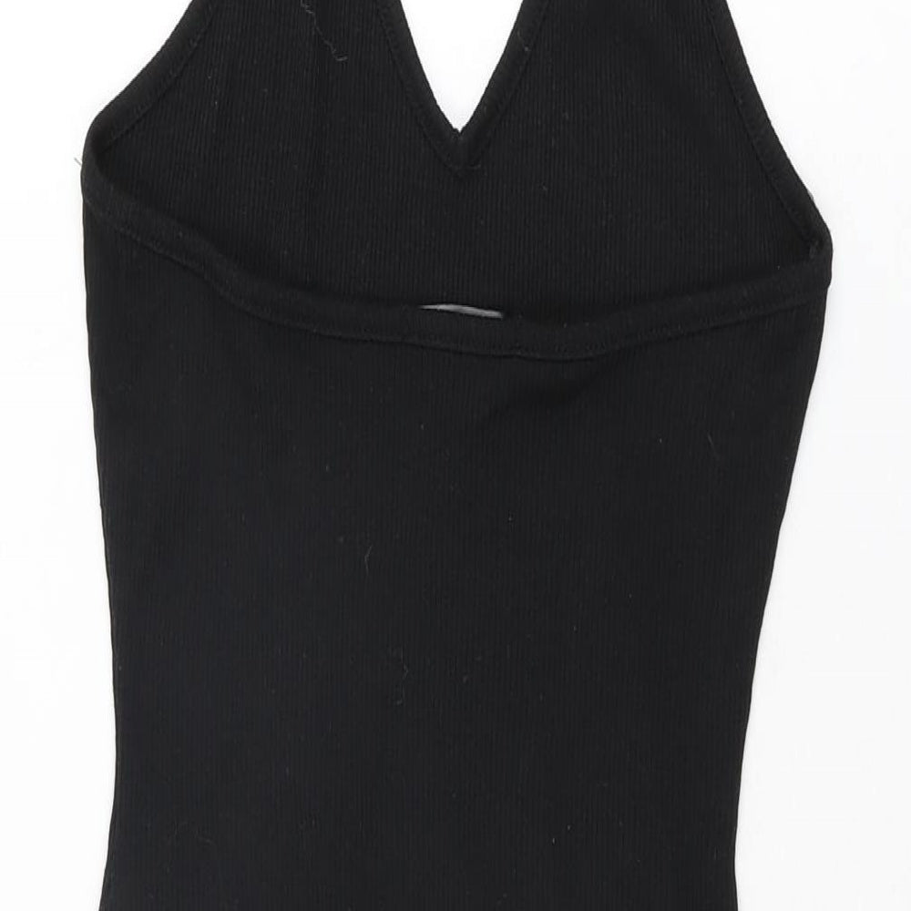 Missguided Womens Black Polyester Bodycon Size 8 Halter Tie