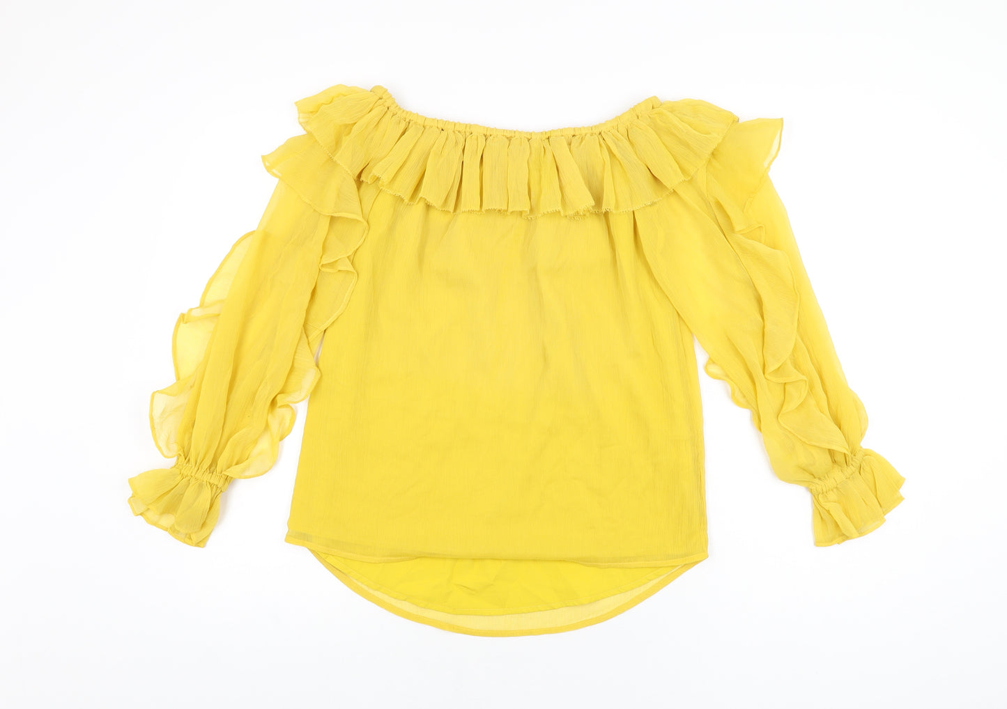 River Island Womens Yellow Polyester Basic Blouse Size 8 Off the Shoulder