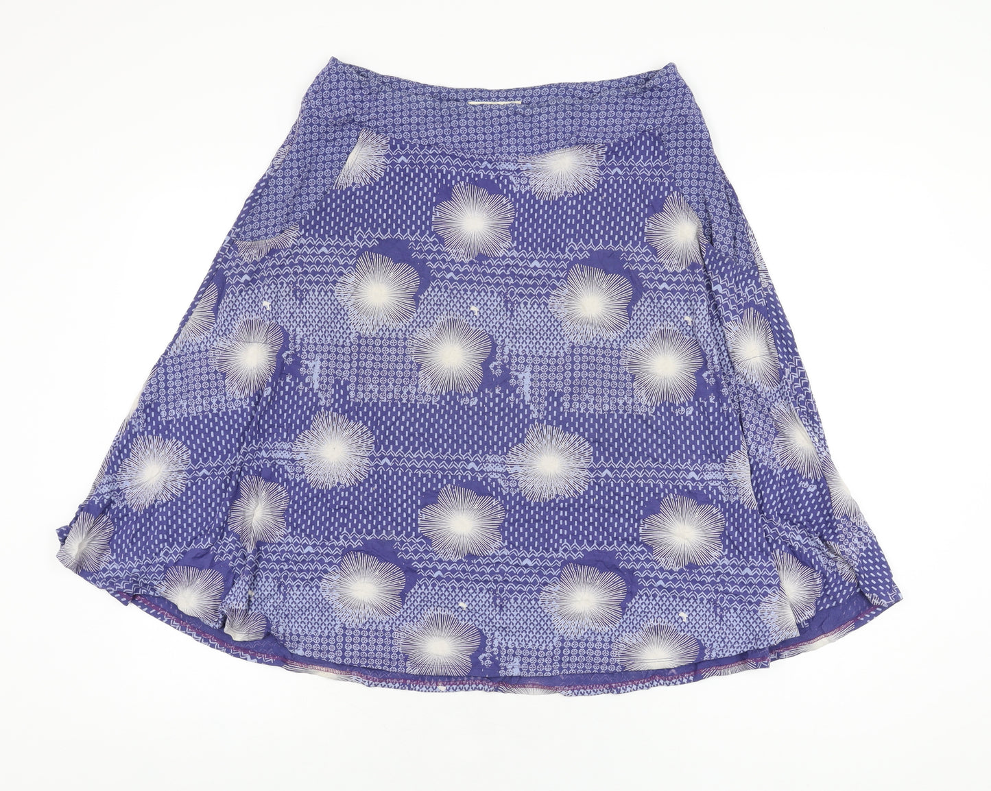 White Stuff Womens Blue Geometric Viscose Swing Skirt Size 12