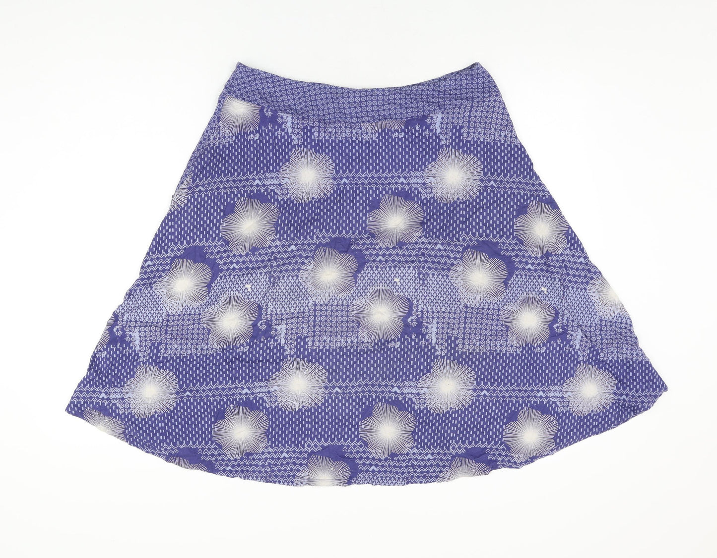 White Stuff Womens Blue Geometric Viscose Swing Skirt Size 12