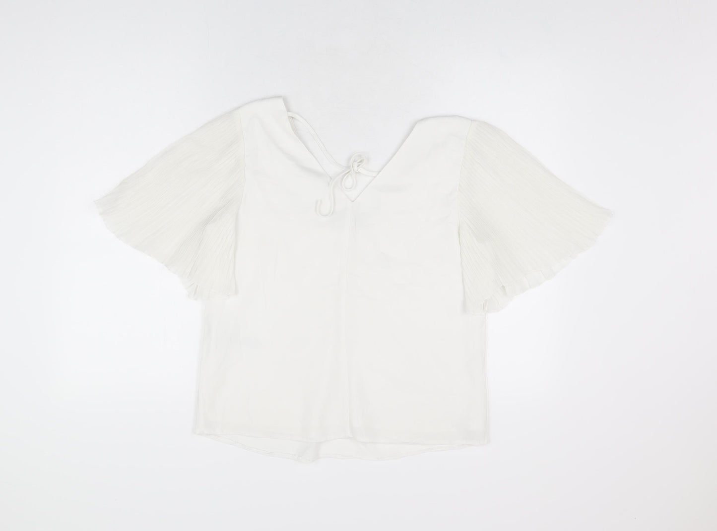 New Look Womens White Polyester Basic Blouse Size 12 V-Neck