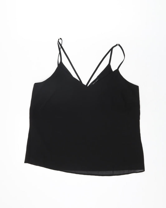 New Look Womens Black Polyester Camisole T-Shirt Size 12 V-Neck