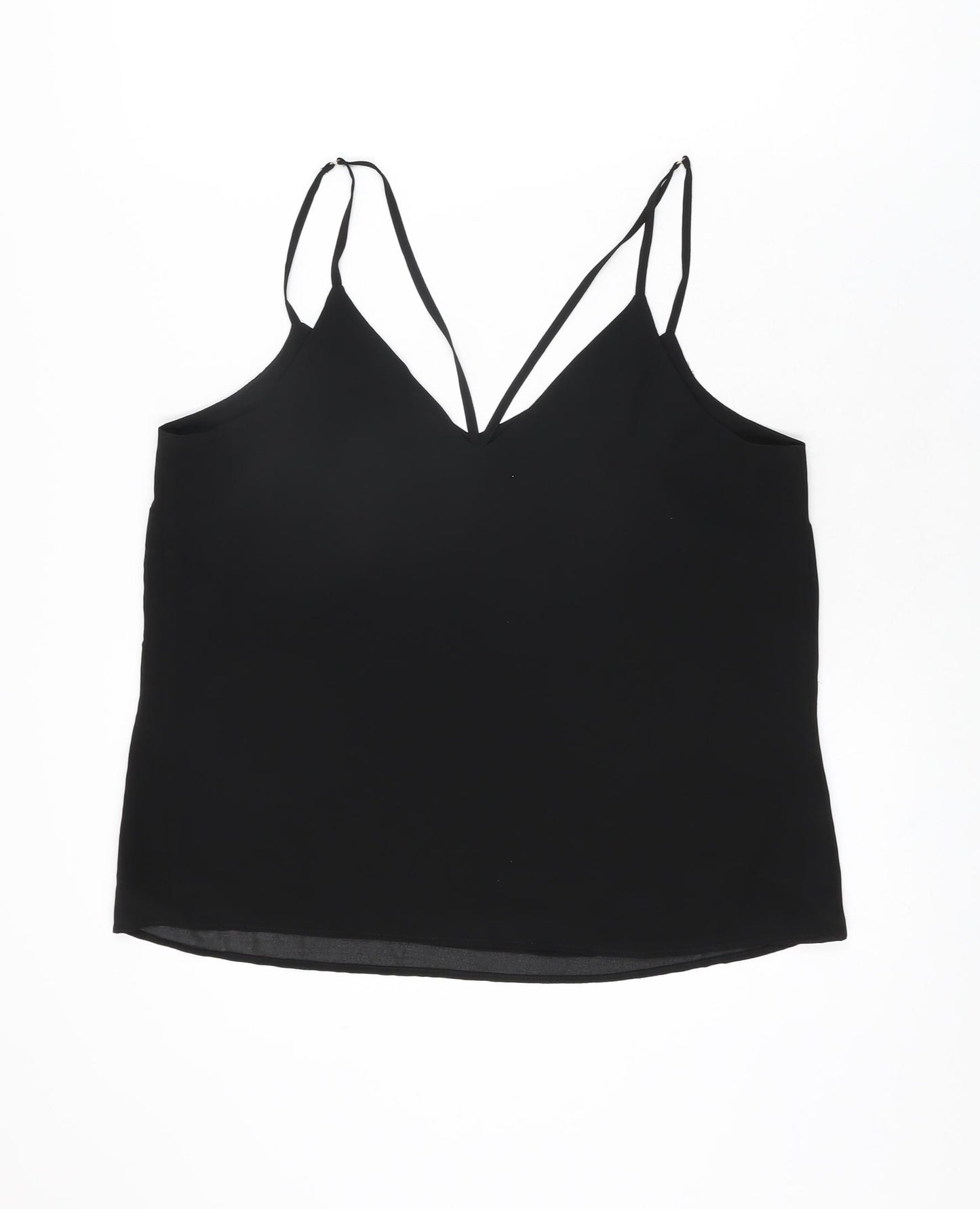 New Look Womens Black Polyester Camisole T-Shirt Size 12 V-Neck