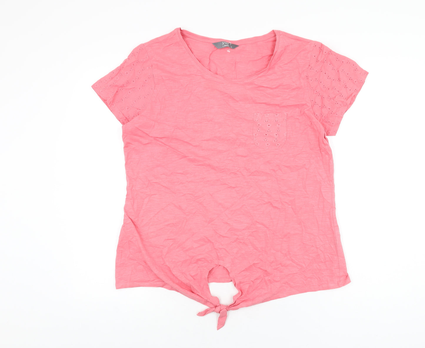 M&Co Womens Pink Cotton Basic T-Shirt Size 18 Round Neck