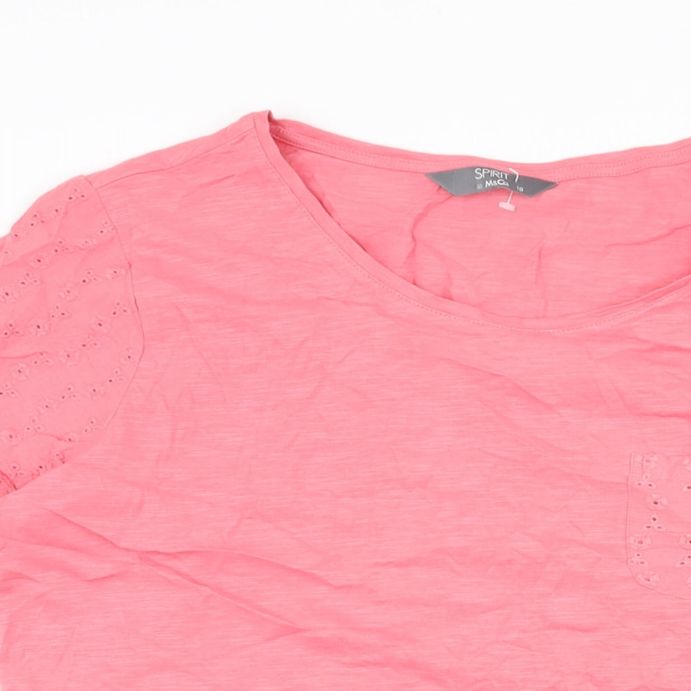 M&Co Womens Pink Cotton Basic T-Shirt Size 18 Round Neck