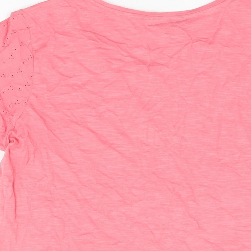 M&Co Womens Pink Cotton Basic T-Shirt Size 18 Round Neck