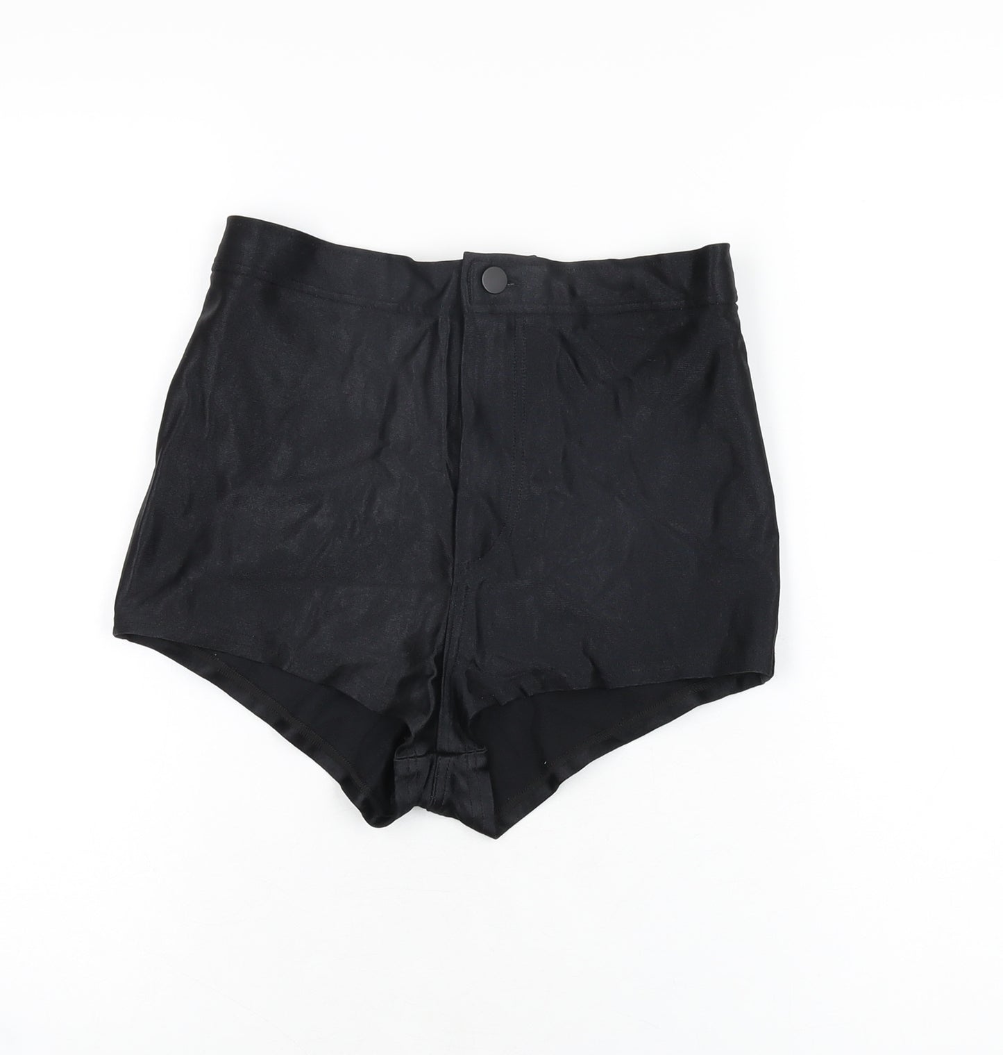 American Apparel Womens Black Nylon Hot Pants Shorts Size M Regular Zip