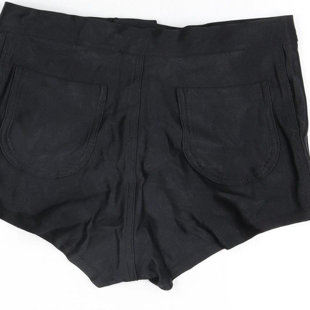 American Apparel Womens Black Nylon Hot Pants Shorts Size M Regular Zip