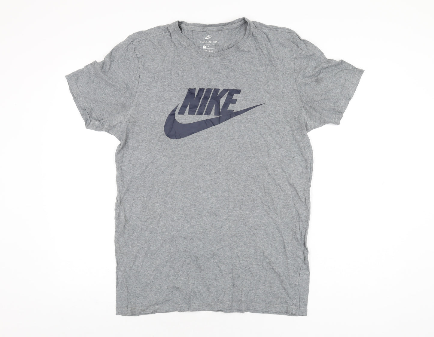 Nike Mens Grey Polyester T-Shirt Size L Round Neck