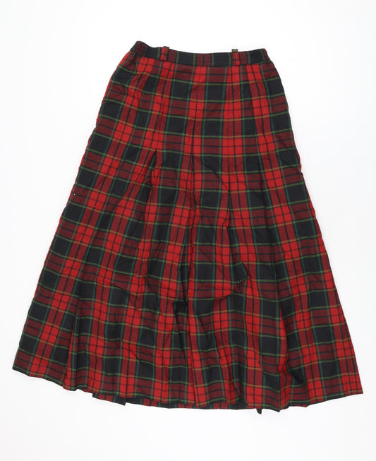 Blarney Womens Red Plaid Polyester Swing Skirt Size 10 Zip