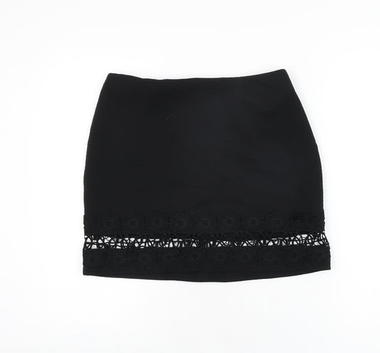 Topshop Womens Black Polyester Mini Skirt Size 12 Zip