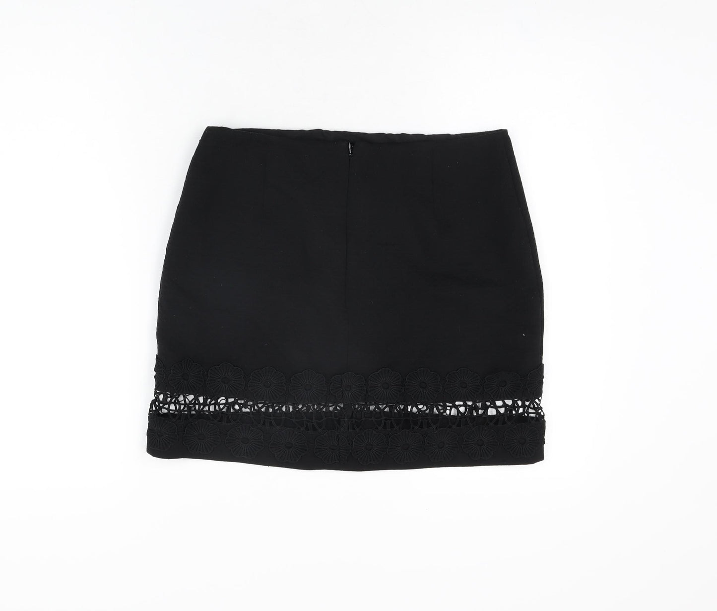 Topshop Womens Black Polyester Mini Skirt Size 12 Zip