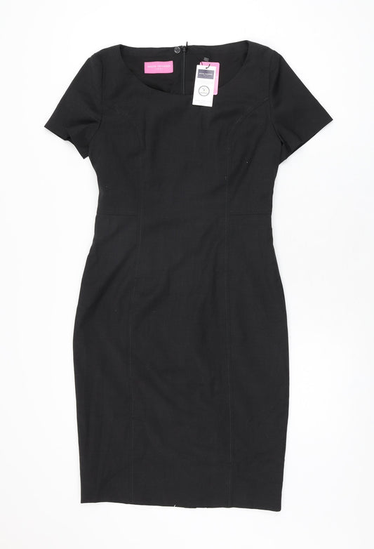 Brook Taverner Womens Black Polyester Bodycon Size 8 Scoop Neck Zip