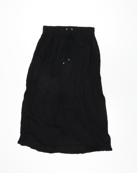 New Look Womens Black Polyester Swing Skirt Size 8 Drawstring