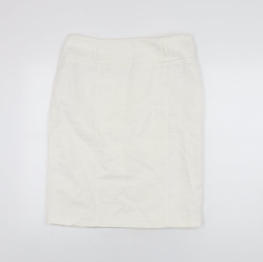 NEXT Womens White Cotton Straight & Pencil Skirt Size 14 Zip