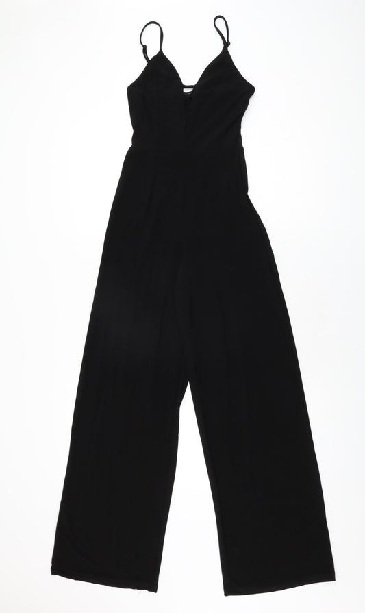 New Look Womens Black Polyester Jumpsuit One-Piece Size 6 L31 in Zip