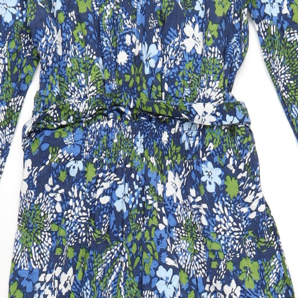 John Lewis Womens Multicoloured Floral Viscose A-Line Size 10 Round Neck Button