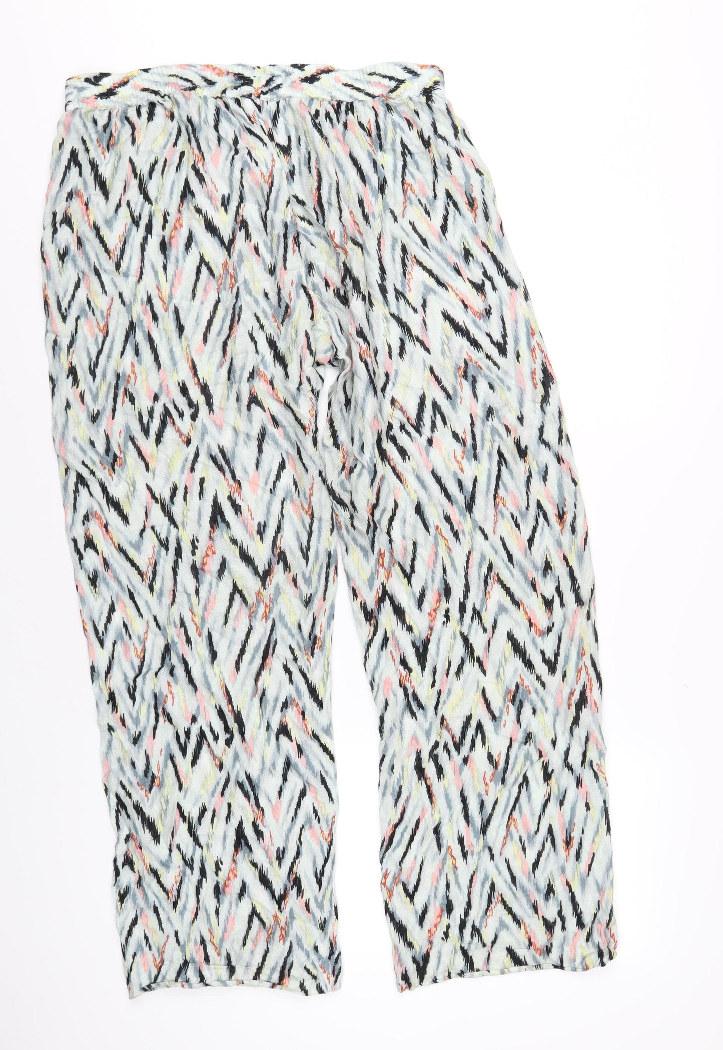 Warehouse Womens Multicoloured Geometric Viscose Trousers Size 14 L31 in Regular