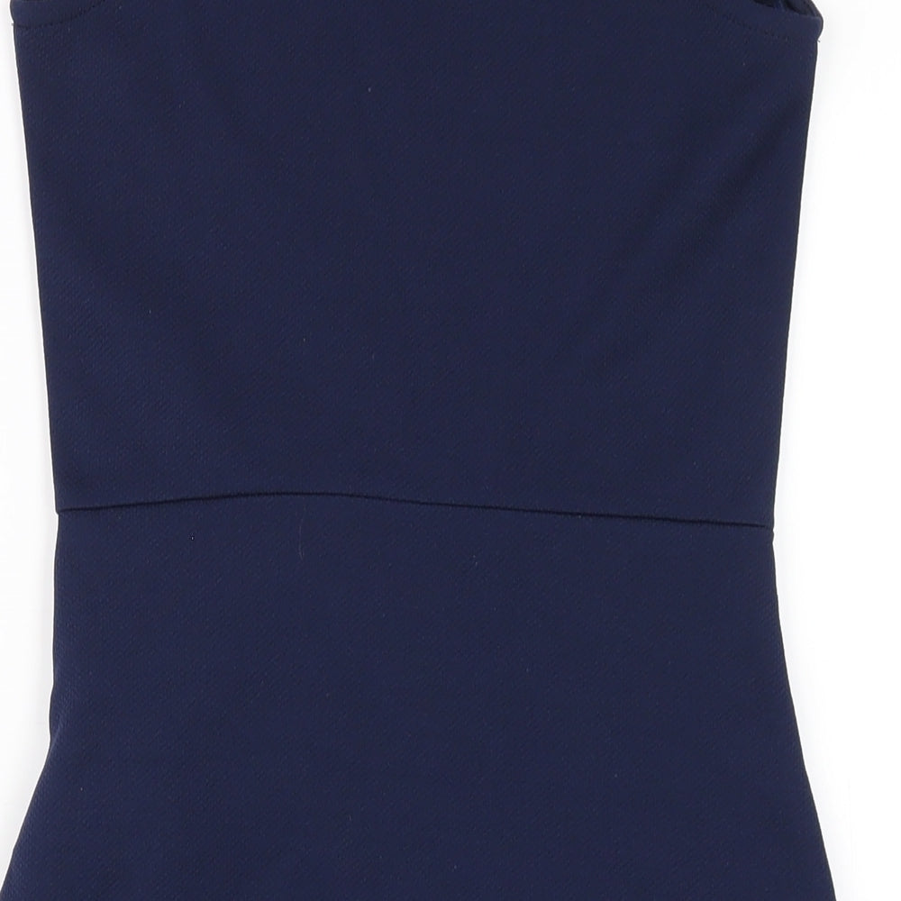 River Island Womens Blue Polyester Bodycon Size 8 Round Neck Pullover