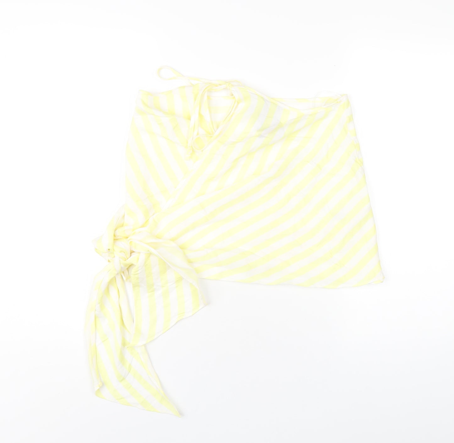 ASOS Womens Yellow Striped Viscose A-Line Skirt Size 12 Tie